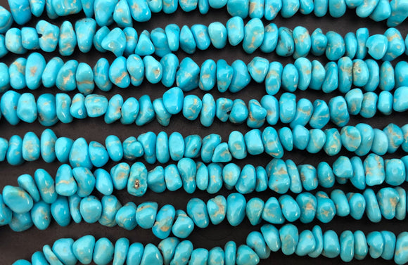 Smooth Sleeping Beauty Turquoise Chips Nuggets Beads-20 inch strand