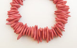 Coconut Wood Chips, Medium Coco Chips, Coconut Shell Pink, Natural Wood Beads 7 1/2" strand