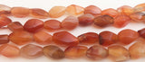 Twist Fire Agate Beads, Orange Gemstone Twist Oval Tube Beads