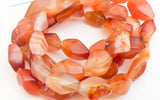 Twist Fire Agate Beads, Orange Gemstone Twist Oval Tube Beads