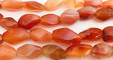 Twist Fire Agate Beads, Orange Gemstone Twist Oval Tube Beads