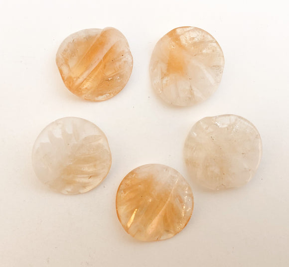 Beautiful Citrine Carved Leaves-5pc