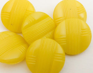 Bright Yellow 3/4&quot; vintage glass button lot-6pc