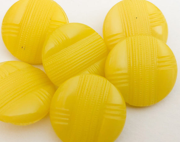 Bright Yellow 3/4" vintage glass button lot-6pc