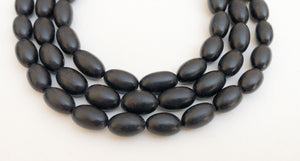 Black horn beads oval 16" strand