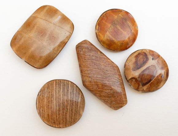 Large Wrapped Beads, Inlaid Focal Beads, Inlaid Wood Beads-5pc