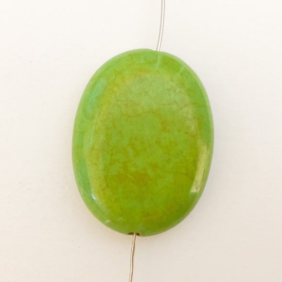 Green Turquoise Stone Oval Pendant, Stone Focal Bead 23x31