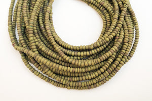 Small 2-3mm Coconut Beads, Rondelle Spacer, Natural Wood Beads, Coco Pukalet Khaki 16” strand