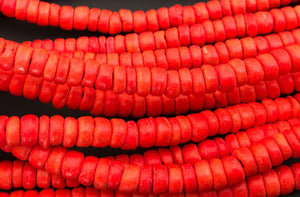 Wood Coconut Rondelle Beads 5mm Tangerine Orange