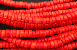 Wood Coconut Rondelle Beads 5mm Tangerine Orange