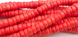 Wood Coconut Rondelle Beads 5mm Tangerine Orange