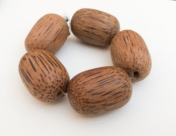 Oval Palmwood Extra Large, Focal Bead, Natural Wood Beads 5pc