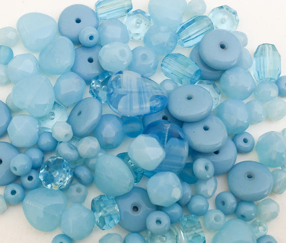 Blue Czech Glass Bead Lot 20 grams