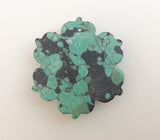 40mm Carved Stone Flower Pendant Turquoise