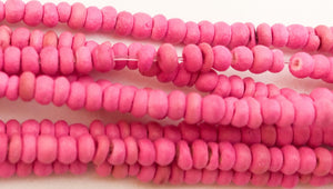 Small 2-3mm Coconut Beads, Natural Wood Beads, Coco Pukalet Pink 16" strand