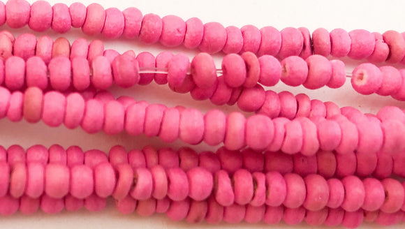 Small 2-3mm Coconut Beads, Natural Wood Beads, Coco Pukalet Pink 16
