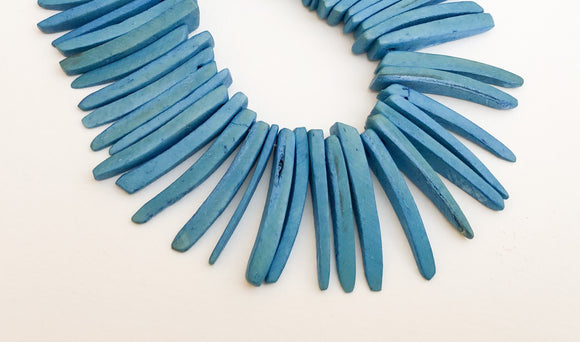 Blue Coco sticks, Coconut Shell Spike Sticks Beads, Focal Beads~7 1/2