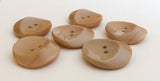 Beige 1” vintage glass button sew-thru lot-6pc