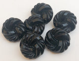 Fancy black vintage glass button lot-6pc