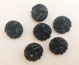 Fancy black vintage glass button lot-6pc