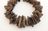 Coconut Wood Chips, Medium Coco Chips, Coconut Shell Brown Natural Wood Beads 7 " strand