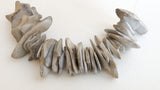 Large Coconut Wood Chips, Coco Chip Light Gray, Coconut Shell, Natural Wood Beads 30pc