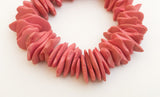 Coconut Wood Chips, Medium Coco Chips, Coconut Shell Pink, Natural Wood Beads 7 1/2" strand