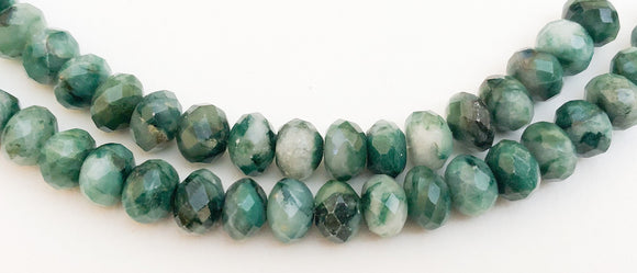 Green Gemstone  Beads 8mm Faceted Abacus Rondelle- 8