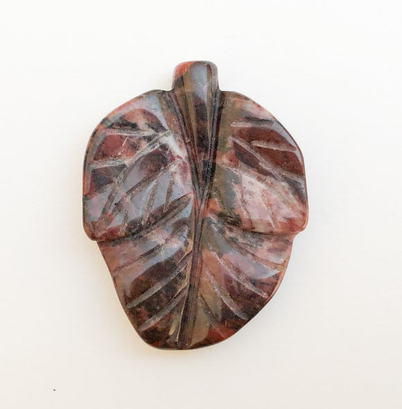 Carved Stone Leaf Pendant Focal