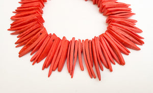 Wood Sticks, Coconut Wood Sticks, Coco Tusk Spike Beads, 1 1/2&quot; Stick Beads Orange-30pc