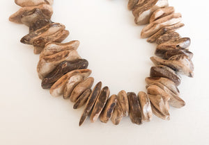 Coconut Wood Chips, Coco Chip Natural, Coconut Shell, Natural Wood Beads 7" strand