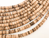 Small 4-5mm Coconut Beads, Natural Wood Beads, Coco Rondelle Pukalet Natural 16" strand