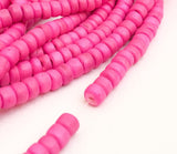 4-5mm Coconut Beads, Natural Wood Beads, Coco Rondelle Pukalet Bubblegum Pink 16" strand