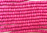 4-5mm Coconut Beads, Natural Wood Beads, Coco Rondelle Pukalet Bubblegum Pink 16" strand