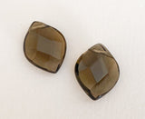 2pc Faceted Smoky Quartz Diamond Shape Side Drilled 15x20