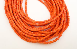 3mm Wood Beads, Coconut Beads Orange