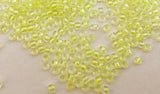 30 Grams Japanese Seed Beads Size 11/0- Inside Color Neon Yellow/Clear