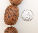 Oval Palmwood Extra Large, Focal Bead, Natural Wood Beads 5pc