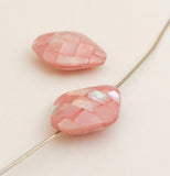 Pink Focal Beads, Shell Inlaid Beads 14x17mm-2pc