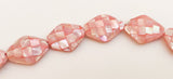 Pink Focal Beads, Shell Inlaid Beads 14x17mm-2pc