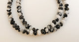 Black and White Zebra Jasper Beads 6mm Faceted Rondelle Saucer 16” strand