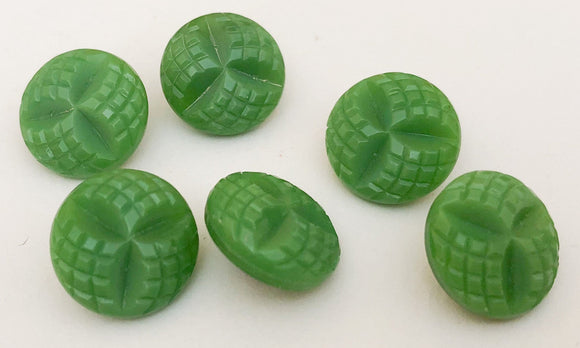 Green vintage glass button lot-6pc