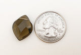 2pc Faceted Smoky Quartz Diamond Shape Side Drilled 15x20