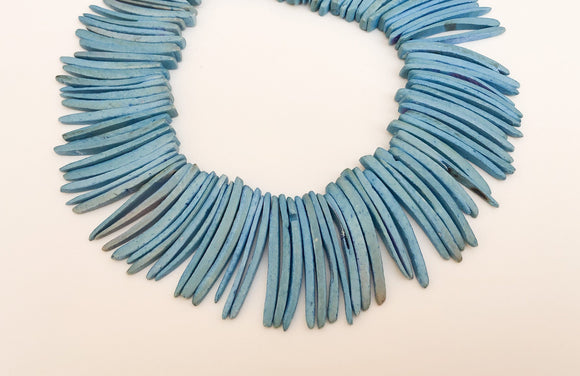 Wood Stick Beads turquoise Blue 30Pc