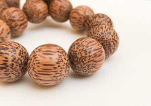 Large Palm wood beads, 20mm round wood beads, natural wood beads, 16" strand