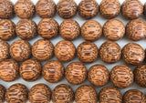 Large Palm wood beads, 20mm round wood beads, natural wood beads, 16" strand