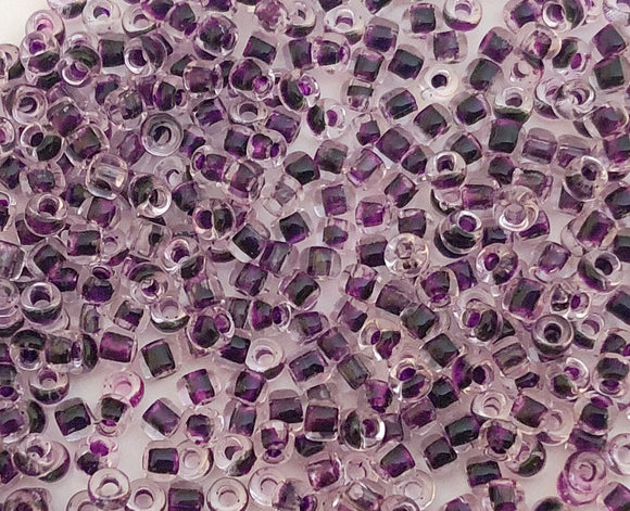 Japanese Seed Beads Destash Size 11/0- Inside Color Clear/purple 30 grams