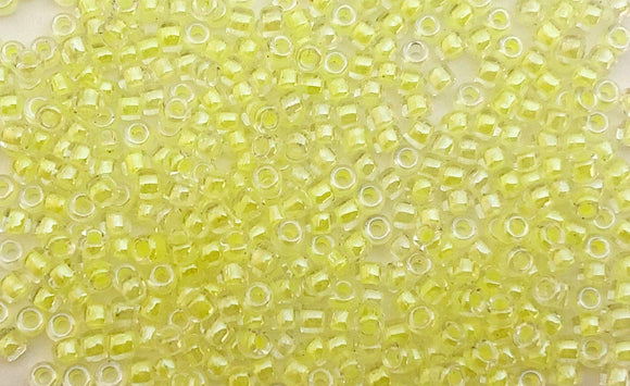 30 Grams Japanese Seed Beads Size 11/0- Inside Color Neon Yellow/Clear
