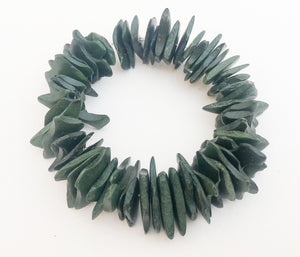 Coconut Wood Chips, Medium Coco Chip Dark Green, Coconut Shell, Natural Wood Beads 7&quot; strand