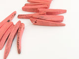 1 Inch Wood Stick Beads Coral-7 1/2” Strand